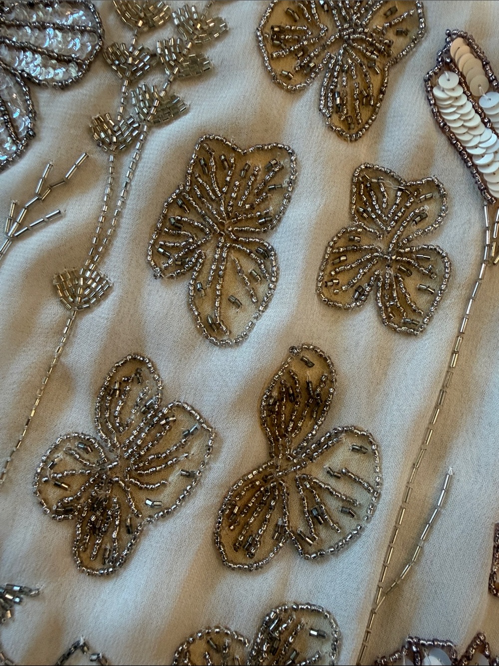 Free People White Short Sleeve Sequin Floral Top - Picture 12 of 13